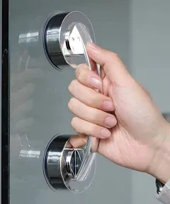 Glass Door and Window Handle, Suction Cup Bathroom Sliding Doors Handles, Non-Porous Handles Shower Grab Bars, Cabinets and Wardrobes Non-Marking Handle (Sliver)