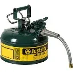 Justrite 7210420 Green AccuFlow Type II Safety Can, 1 Gallon