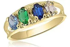 10K Yellow Gold Oval Stone Ring – 4 Birthstone Family Ring