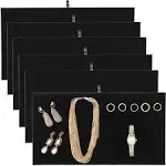 Juvale 6 Pack Velvet Jewelry Display Tray for Selling and Displaying Necklaces, Earrings, Jewels, Bracelets, Anklets, Rings, Gemstones, Black