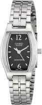 Casio Watch Women Silver Tone Black Dial Water Resistant New Battery 7.25&#034;