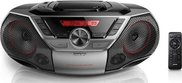 Philips Portable Boombox CD Player with Bluetooth, FM Radio, and MP3 Playback