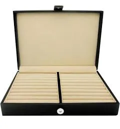 Stylish Black Jewelry Storage Box for Cufflinks and Rings - 3 Compartment Design