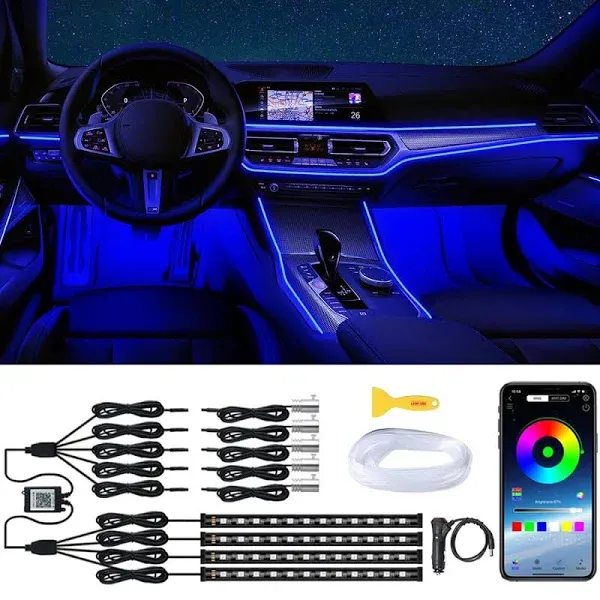 Interior Car LED Strip Lights, LEDCARE RGB 9 in 1 Car Ambient Lighting Kit wi...