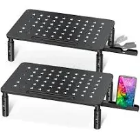 Zimilar 2 Pack Monitor Stand Riser+2 Pack Monitor Stand Riser with Metal Drawer and Phone Holder