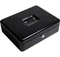 Barska 12-inch Cash Box with 6 Compartment Coin Tray with Key Lock