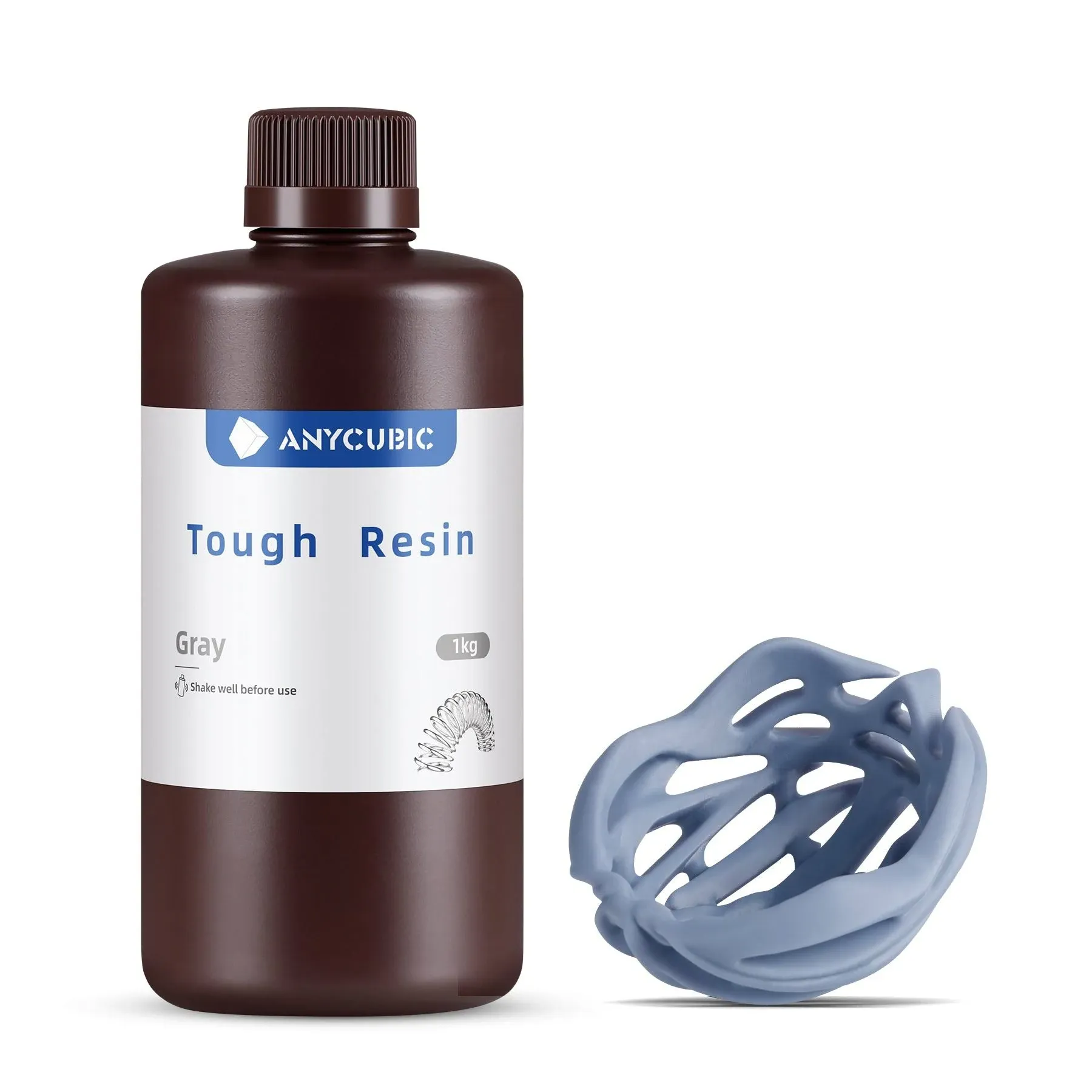 ANYCUBIC Tough Resin 2.0, 3D Printer Resin with lmproved Toughness and Unmatched Precision, 405nm UV-Curing Photopolymer Resin for LCD 3D Printing (White, 1kg)