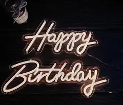 Happy Birthday Neon Sign for Wall Decor LED Light - Warmwhite Neon Led Neon 