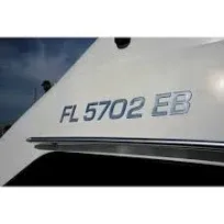 Boat &amp; Jetski Registration Numbers - Domed/Raised Decal (16 Pcs) Plain Chrome...