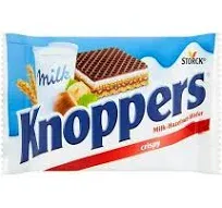 KNOPPERS German Chocolate Wafers With Milk Filling Snacks Candy (Pack of 24)