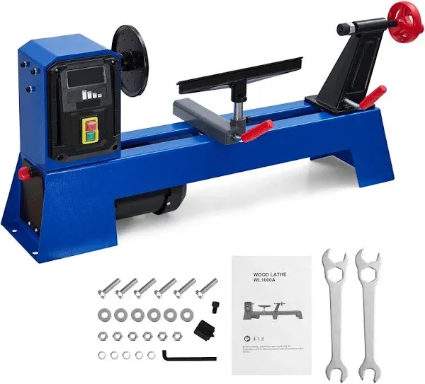 GARVEE Wood Lathe, 14" x 20" Benchtop Wood Lathe Machine 0.5 HP Infinitely Variable Speed 1040-2980 RPM, Wood Turning Lathe Machine with Wrench & 2 Chisels for Woodworking, Woodturning