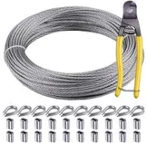 100FT 1/8,7x7 Stainless Steel Cable Wire Rope Aircraft Cable Railing Decking Kit