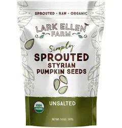 Lark Ellen Farm Sprouted Organic Pumpkin Seeds, Unsalted Raw Pumpkin Seeds Organic, Pepitas, Vegan, Non GMO, Gluten Free, Paleo, and Keto Friendly (14 oz, 3 Pack)