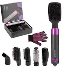 Hair Dryer Brush 5 in 1 Blow Dryer Brush Negative Ionic Hot Air Brush & Volumizer Styler with Interchangeable Brush Head Hair Dryer with Comb for Hair Drying Straightening Curling Styling