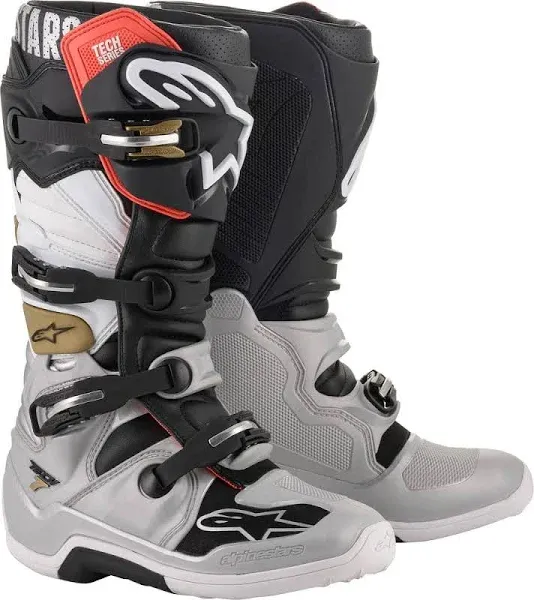 ALL SIZES! Alpinestars Tech 7 Boots Black/Gray/Gold Motocross (CLOSEOUT) NEW