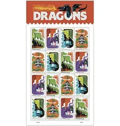 SCOTT#5307-10 DRAGONS SHEET OF 16 FOREVER STAMPS-2018-MN<wbr/>H-US