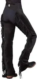 Rod's Premium Black Ultrasuede Chaps W/Stretch Panel, Black, Small, X-Long