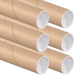 Aviditi Cardboard Tubes with Caps, 24&#034; L x 2&#034; W x 2&#034; H, Pack of 6 | Poster Tube