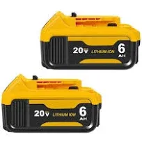 2Pack 20V 6.0AH Battery With FAST Charger For DeWalt XR Lithium  DCB204-2 DCB206