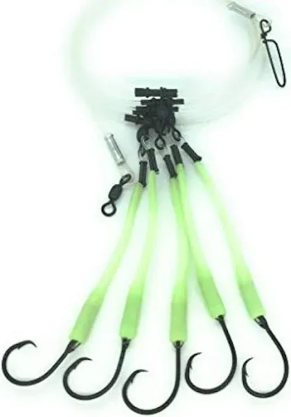 Deep Drop Fishing Rig, 5 Demon Circle 6/0 Hooks with Glow Sleeve, Deep Drop Snapper Rig