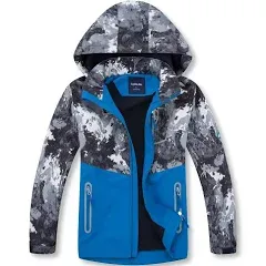 MGEOY Boys Girls Rain Jacket Lightweight Waterproof Hooded Fleece Lined Raincoat Windbreakers for Kids