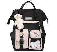 Kawaii Backpack with Kawaii Pin and Accessories, Cute Aesthetic Backpack