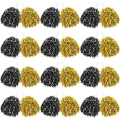 60 Pcs Cheerleading Pom Poms Bulk Cheer Pom Poms Sets Metallic Foil Fun Spirited Cheer Pom Poms with Plastic Handles, Cheerleader Pompoms for Kids Adults Sports Match Cheering Squad