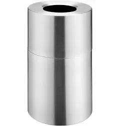 Global Industrial 240718 Global Industrial&#153; Aluminum Round Open Top Trash Can, 35 Gallon, Satin Clear