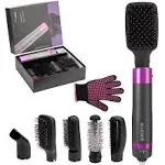 Hair Dryer Brush 5 in 1 Blow Dryer Brush Negative Ionic Hot Air Brush & Volumizer Styler with Interchangeable Brush Head Hair Dryer with Comb for Hair Drying Straightening Curling Styling