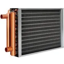 Water to Air Heat Exchanger 20x20 with 1" Copper Ports for Outdoor Wood Furnaces, Residential Heating and Cooling, and Forced Air Heating (20x20)