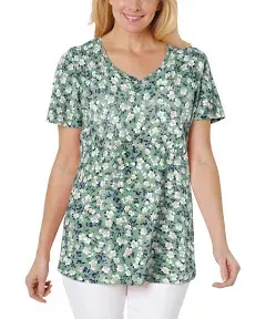 Woman Within Plus Size Women's Perfect Printed Short-Sleeve V-Neck Tee