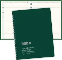 ELAN Publishing Company Combination Plan and Record Book: One efficient 8-1/2" x 11" Book for Lesson Plans and Grades Combines W101 and R1010 (PR7-10) (Green)