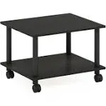 Furinno CPU Printer Stand 2-Tier Under Desk Espresso Black Wood Wheels Compact