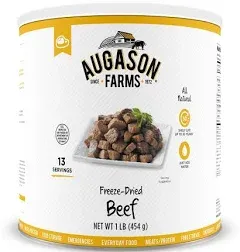 Augason Farms Freeze-Dried Beef Chunks No. 10 Can 16 Oz Gluten Free All Natural