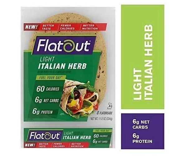 1 Flatout Foldit Flatbread 5 Grain Flax Low Carb Sandwich Bread 6 Wraps 10/31/24