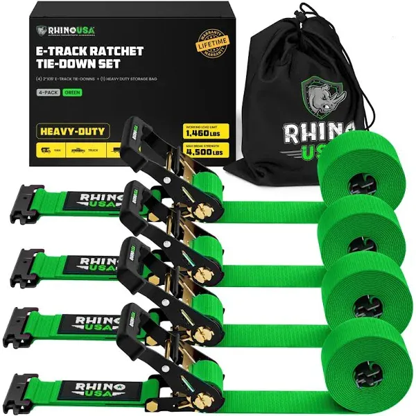 Rhino USA E Track Ratchet Tie Down Straps