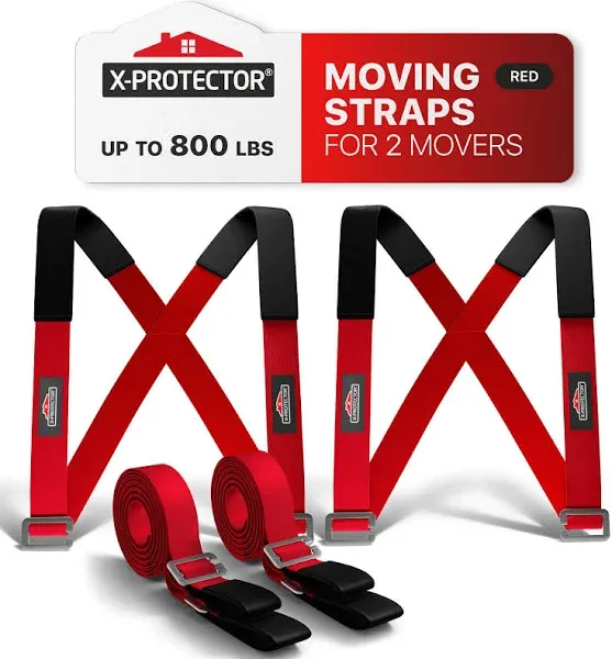 X-Protector Moving Straps - 2 Pairs - Lifting Straps for 2 Movers - Furniture Moving Straps to Move Furniture Easily and Safely - Perfect for Lifting and Moving Equipment, Appliances, Heavy Objects!