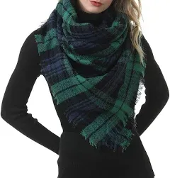 American Trends Womens Fall Winter Scarf Plaid Tassel Soft Warm Blanket Scarves Womens Shawl Wraps