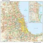 Globe Turner Chicago, Illinois Wall Map, Small - 15" x 14.5" Laminated