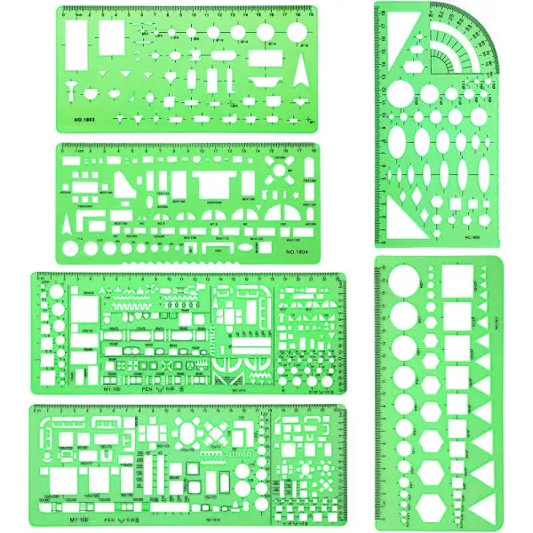 6 Pieces Plastic Measuring Templates Building Formwork Stencils Geometric Drawin