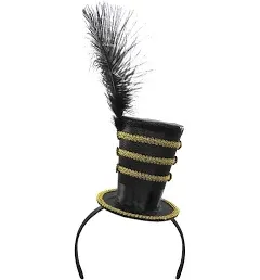 Nicky Bigs Novelties Adult Mini Majorette Ringmaster Small Top Hat Headband Lion Tamer Headpiece Toy Soldier Hats Costume