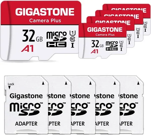 Gigastone MicroSDHC Card 32GB 10PK, CameraPlus for Video Camera with Adapter