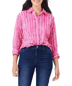 NIC+ZOE Girlfriend Watercolor Stripe Button-Up Shirt