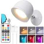 Smart LED Wall Lights Rechargeable Battery Operated Wall Sconces with Voice R...