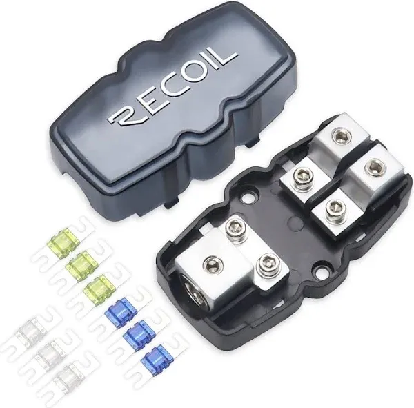 Recoil MFH12 2 Way Mini-ANL Fused Distribution Block, 1 X 0/2/4 Gauge black 