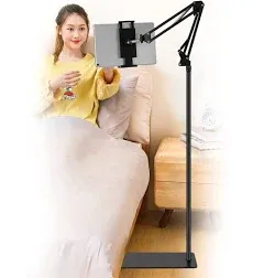 Tablet Floor Stand, Adjustable Universal 360-degree Rotatable Metal Tablet Holder, Phone Stand for iPad/iPhoneX/iPad Pro or Other 4.7~12.9 Inch-Screen Devices (Black)