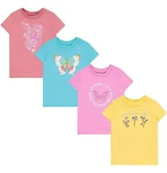 BTween Girls 4-Piece Tops | Fashionable Short Sleeve T-Shirt | Casual Daily Shirt for Kids - Assorted Colors