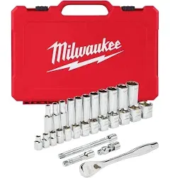 Milwaukee 3/8in.-Drive Ratchet and Socket Set, 28-Pc., SAE, Model# 48-22-9408