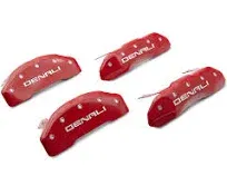 MGP 34217SDNLRD - 4 Caliper Covers Engraved Front & Rear Denali Red Finish - Silver Char 2019 GMC Sierra 1500