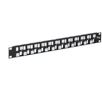 ICC Blank Keystone Patch Panel, 24 Port, Compatible with EZ and HD Style Keystone Jacks, Supports Voice, Data, Audio, Video, and Fiber Optic Networks, Standard 19” Rack Fit, Black